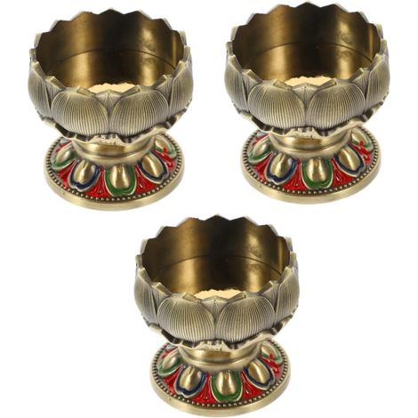 Lot De 3 Bougeoirs en Forme De Lotus Style Bouddhiste Élégants pour La Maison (1/5)