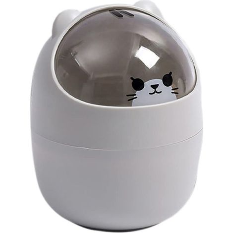 Poubelle de bureau, poubelle de rangement, jolie corbeille à papier avec couvercle, pour chambre, salle de bain ou voiture, 4 L, grise (1/5)