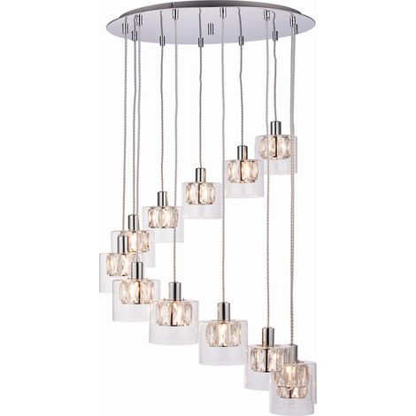 Endon Verina - Luminaire suspendu à 12 ampoules en spirale, chrome, verre, G9 (1/5)
