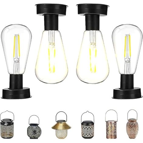 Bombilla solar para exteriores, 2 piezas de 8,5 cm, luz solar de repuesto para jardín, luz solar de repuesto con bombilla LED brillante, iluminación solar para exteriores, decoración DIY (4 piezas) (1/5)