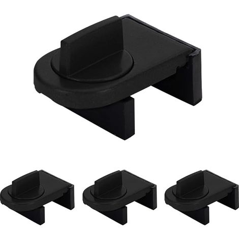 4 Pièces Verrou Baie Coulissante, Serrure de Sécurité pour Fenêtre, Sans Perceuse, pour Portes et Fenêtres Coulissantes (Noir) (1/5)