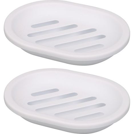 Lot de 2 porte-savons – Blancs – Anti-goutte – Nettoyage facile – Séchage rapide – Salle de bain (1/5)
