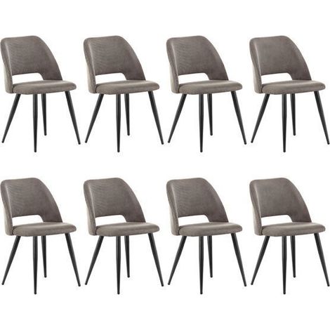 WAFTING Lot de 8 Chaises de Salle à Manger en Velours,Chaise Rembourrée avec Pieds Indépendants,Marron (1/5)