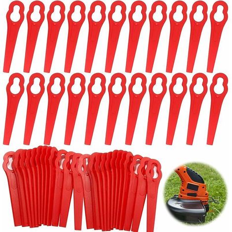 Cuchillas de plástico rojas para desbrozadora, 60 cuchillas de corte, cuchillas de plástico, cuchillas de plástico para cortacésped, accesorios para cortacésped, cuchillas de plástico de repuesto para