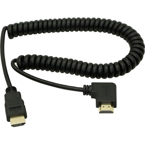 Câble HDMI Coudé à Gauche, Adaptateur Convertisseur Mâle Plaqué Or, Câble Spiralé avec Retour Audio (1/5)