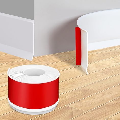 Plinthe souple autocollante en PVC - Blanc - 5 cm x 3 m - Barre de finition autocollante - Barre de transition flexible - Pour cuisine, salle de bain et salon (1/5)