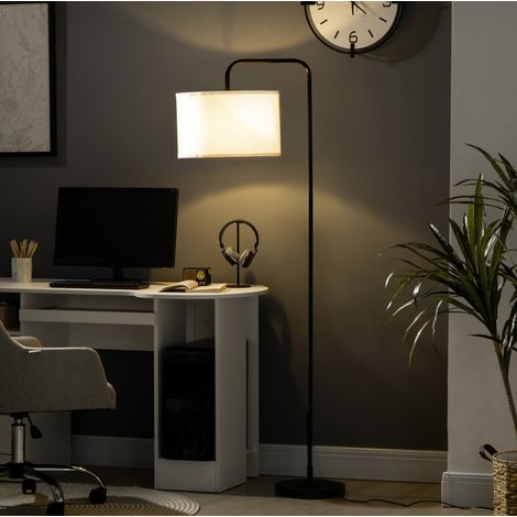 Lampada da terra moderna da salotto in metallo nero, paralume in tessuto, cavo 180 cm HAVRYA (1/5)