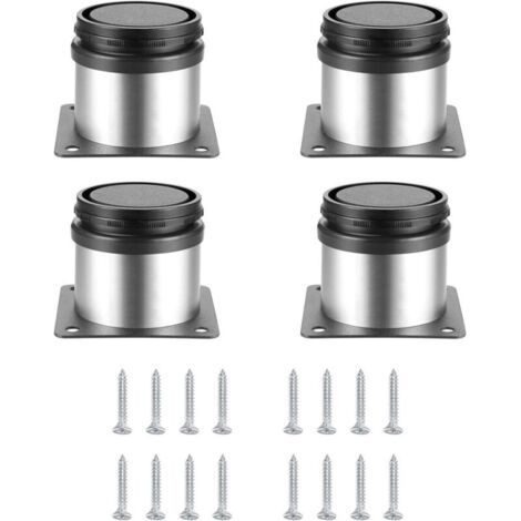 4 Pièces Pieds de Meubles Réglables, Pied de Table Reglable Hauteur Métal, Pieds Meuble Cuisine, Pieds de Meubles Armoires éTagèRes Table Acier Inoxydable, avec Vis (50X50MM, Argent) (1/5)