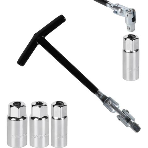Clé à Bougie, Clés à Bougie D'allumage 16/18/21 mm, Jeu de Clés à Bougie à Poignée en T, Arrache Roulement, Jeu D'outils pour Bougies D'allumage pour Voitures et Motos