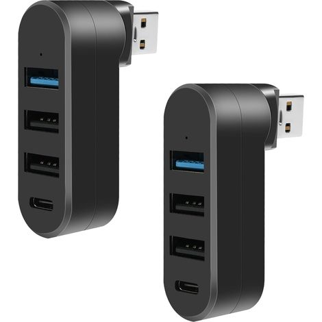 Hub USB Mini, Hub USB 3.0 à 4 Ports (1 USB 3.0+2 USB 2.0+Type-C), USB Alimenté Adaptateur Portable pour Transfert Rapide de Données, Compatible avec Clés USB, Notebook PC, Portable, Clavier (1/5)