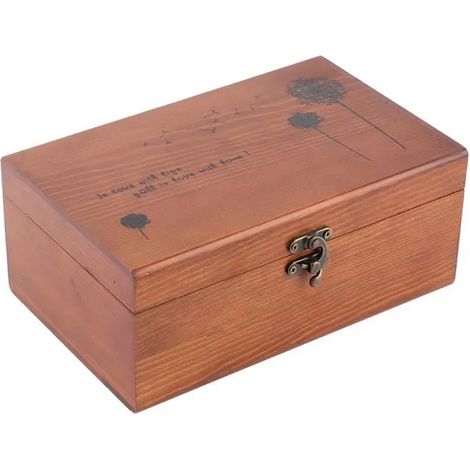 Boîte À Coudre - Bois De Pin - Motif Taraxacum - Vintage - 22,5 × 14,5 × 10 cm - 1 Pièce (1/5)