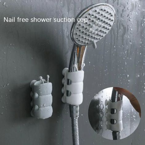 Ulisem2pcs Supports de ventouse support de pommeau de douche amovible en Silicone support mural pommeau de douche étagère de rangement support accessoires de salle de bain (1/4)