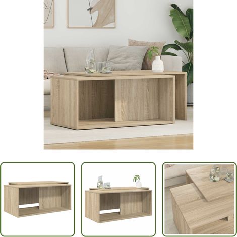 Holz - Kaffeetisch Set 2 pcs Sonoma-Eiche Holzwerkstoff (1/5)