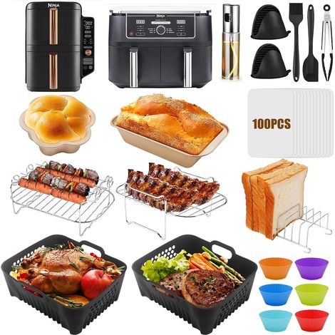 Silicone Air Fryer Mould, Air Fryer Accessories for Double Stack XL Fryer SL400EU, Dual Zone AF400EU AF451 AF500EU Accessories Air Fryer 9.5-10.4L, Air Fryer Mould, Grill etc (1/5)