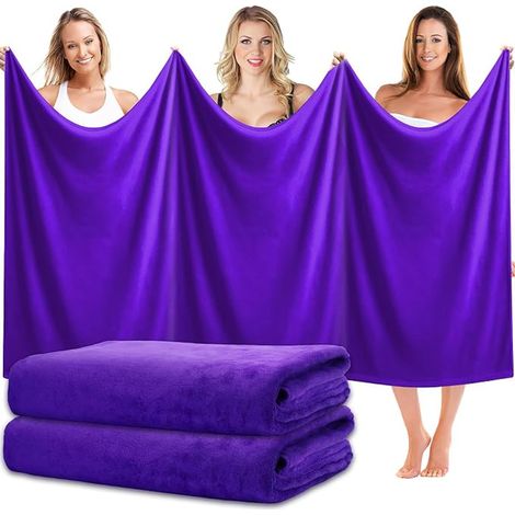 Draps de Bain Microfibre 102x203 cm, Serviette de Bain Absorbante pour Spa, Salle de Sport, Hôtel, Plage et Voyage (Violet Foncé) (1/3)