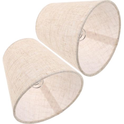 Lot de 2 abat-jours en lin - Petit abat-jour pour lampe de table - Ombre en toile de jute - Abat-jour de rechange pour lampe de bureau - Tissu beige (1/5)