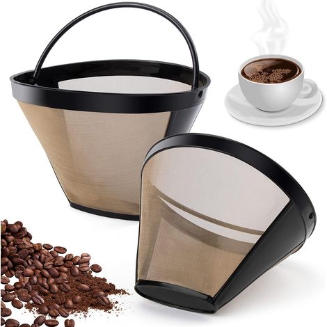 Stück Permanent-Kaffeefilter, 100 Mesh, wiederverwendbar, für Kaffeemaschine, Küche, Büro, Café, Bäckerei, spülmaschinenfest, Ersatz für Größe 4 (1/5)