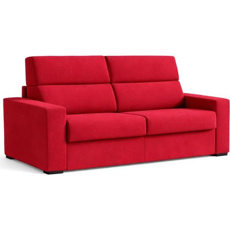 Divano Letto 2 Posti Ecate, Sfoderabile, Contenitore Made in Italy, di Apertura a Ribalta, 200x95 cm Rosso
