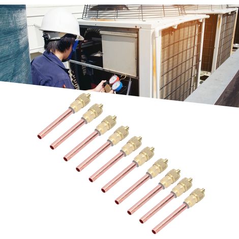 Service Access Valve HVAC - 10Pcs Valve de remplissage 1/4SAE en bronze pour réfrigérants R22 R12 R134 (1/5)