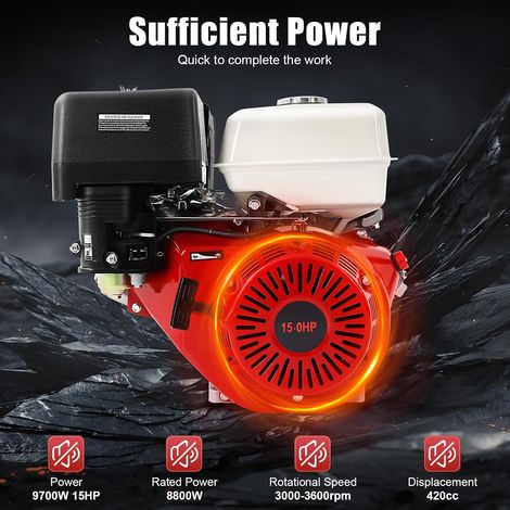 Moteur à essence 15hp moteur à essence 4 temps karting Engine, 9.7kw 420cc moteur fixe karting moteur refroidissement par air, moteur à essence moteur d'entraînement karting Engine, moteur industriel (1/5)