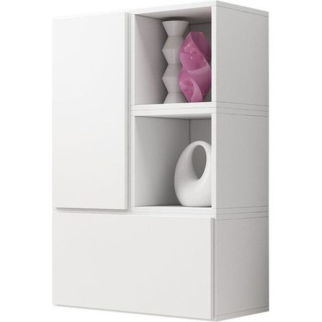 Conjunto de armarios Corbele 122, Blanco, 114x75cm, Número de puertas: 039cm, Aglomerado laminado, MDF (1/5)