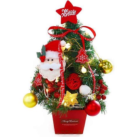 Kleiner Desktop-Weihnachtsbaum, Weihnachtsbaumzubehör, Lichterketten, Arbeitsplattendekoration.