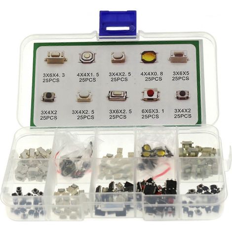 10 Werte Taktiler Drucktaster SMD DIP Mikro-Momentan-Taster Box