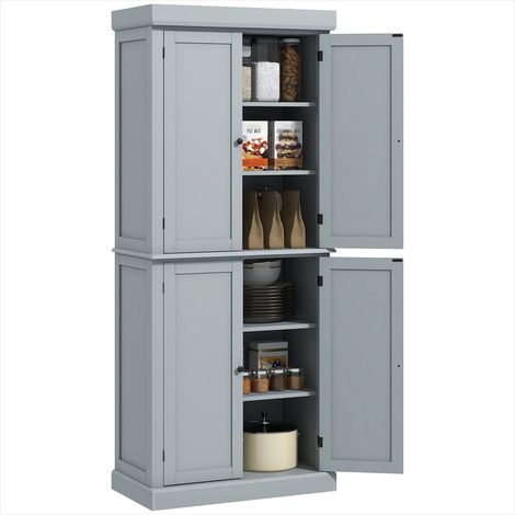 Buffet moderne 6 niveaux avec étagères réglables, MDF gris, 76 x 40,5 x 184 cm (1/5)