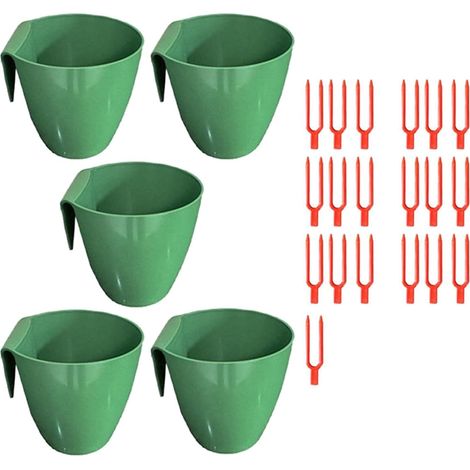Tasses de propagation de fraises respirantes avec fourchettes et trous d'aération - Pots respirants pour la maison et le jardin (F, L) (L, P) (1/5)
