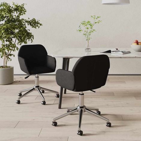 vidaXL Sillas de comedor giratorias 2 unidades tela negro (1/5)