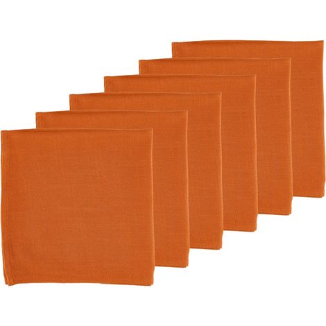 Serviette de table - 6 pièces - Lin et coton orange (1/5)