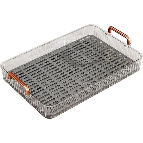 1 plateau à thé, double couche avec bac de récupération d'eau, plastique blanc, grande capacité, idéal pour service thé ou dessert à la maison