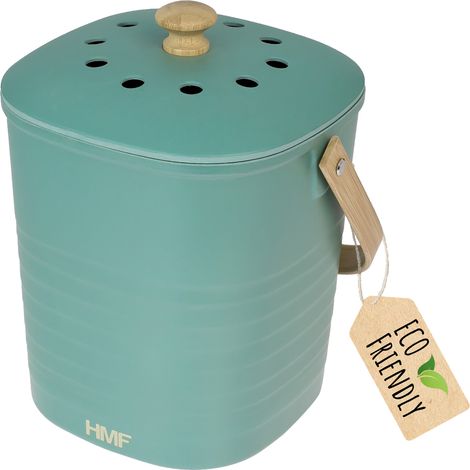 HMF Nachhaltiger Biomülleimer Küche, Geruchsdichter Komposteimer mit Deckel, 3 Liter, Grün (1/5)