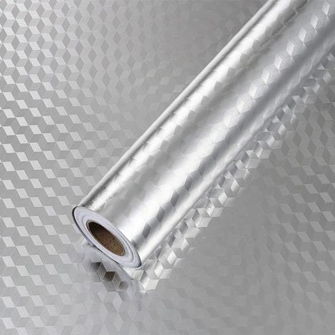 Rouleau adhésif aluminium étanche 60cm x 1m – Revêtement mural et meuble décoratif – Résistance à l'eau et aux UV – Vinyle de haute qualité - 60cmx1m