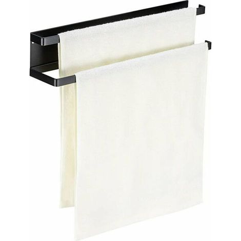 Stainless Steel Towel Rack, Self Adhesive Guest Towel Rack No Drilling, Adhesive Bath Towel Rack with Hooks for Bathroom (40cm, Brushed） (1/5)