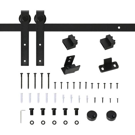 Sistema de puerta corredera para puerta simple, acero negro, 183 cm (1/5)