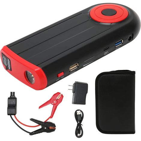 Batterie de démarrage auto 12V 1000A crête 12000mAh LED IP65 étanche portable chargeur voiture 100-240V prise US (1/5)