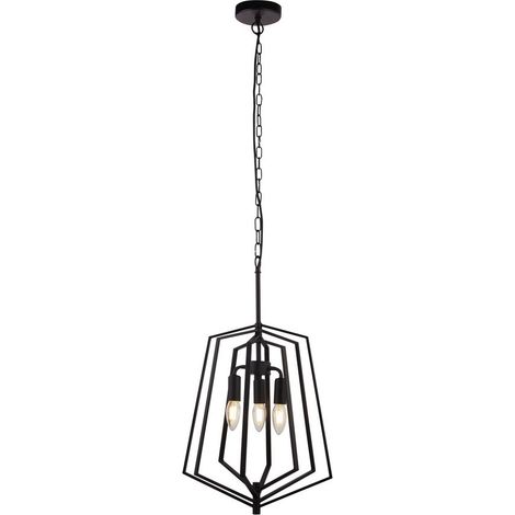 Searchlight SLINKY - Pendentif de plafond cage noir mat réglable à 3 ampoules en métal (1/3)