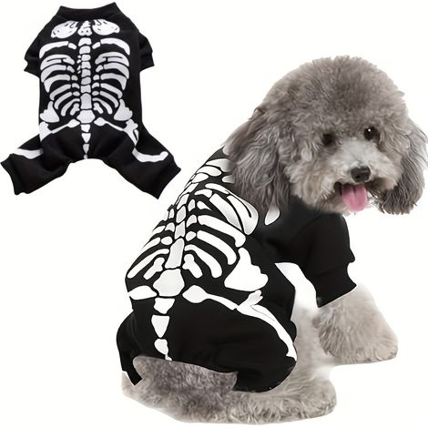 Costume de squelette pour animal de compagnie - Polyester - Longueur du dos 30 cm - Halloween (1/4)