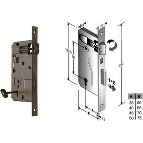 1PZ SERRATURA BUSSOLA INFILARE BORDO QUADRO FERRO LUCIDO mm40 bordo acciaio