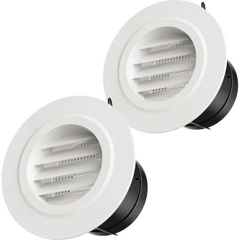 Lot de 2 100mm Grille de Ventilation en Plastique Aeration Ronde avec Moustiquaire Grille pour Intérieur et Extérieur Entrées et Sorties d'air Murales et de Plafond (1/4)