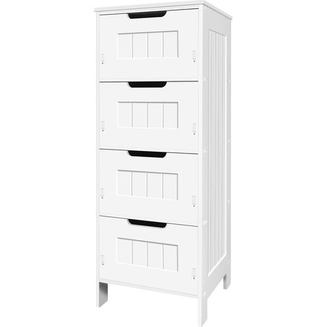 Waterproof Bathroom Storage Cabinet Shelf Free Standing Cabinet Organizer Unit White (1/5)