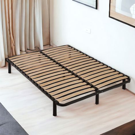 Somier de láminas 140x190 cm con patas para cama de 2 plazas Made in France