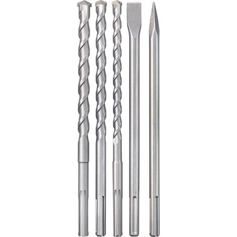 Original Einhell 5-tlg. SDS-max Bohrer-Meißel-Set (Abbruch-/Bohrhammer-Zubehör, inkl. 3x Steinbohrer Ø 18, 20, 25 mm, 1x Flachmeißel, 1x Spitzmeißel, im praktischen Koffer)