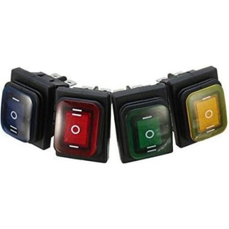 Interrupteur à bascule 16A 250V – 3 positions – 6 broches – Pour appareils électriques – Plastique et métal – Couleur verte (1/2)