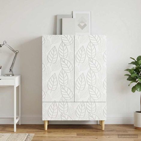 Beyamis Buffet Blanc 66 x 34,5 x 95 cm en bois d'ingénierie (1/5)