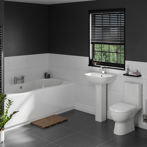 Florida 1800mm Straight Bath Modern Bathroom Suite (1/3)