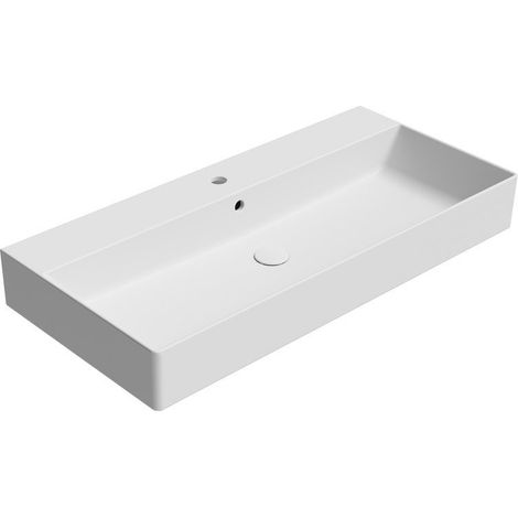 Lavabo KUBE X en céramique 100x47cm, blanc mat (1/4)