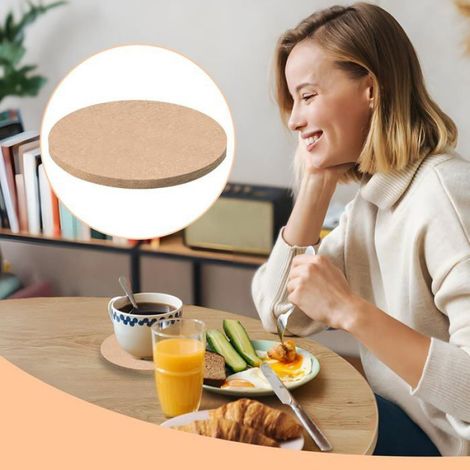 Dessous Verre Liège 24pcs 10cm Rond, Protection Meuble Réutilisable, Bureau Maison Café Pratique (1/5)