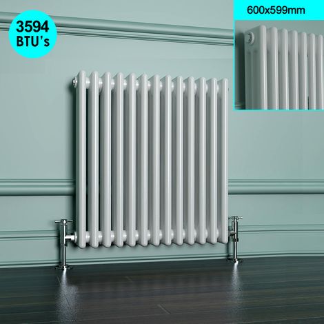 ELEGANT 600 x 599 mm Rads Traditional Radiator Cast Iron Style Horizontal Radiator White Triple Horizontal Column Rads (1/5)